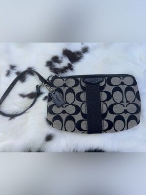 Coach Black Signature Wristlet